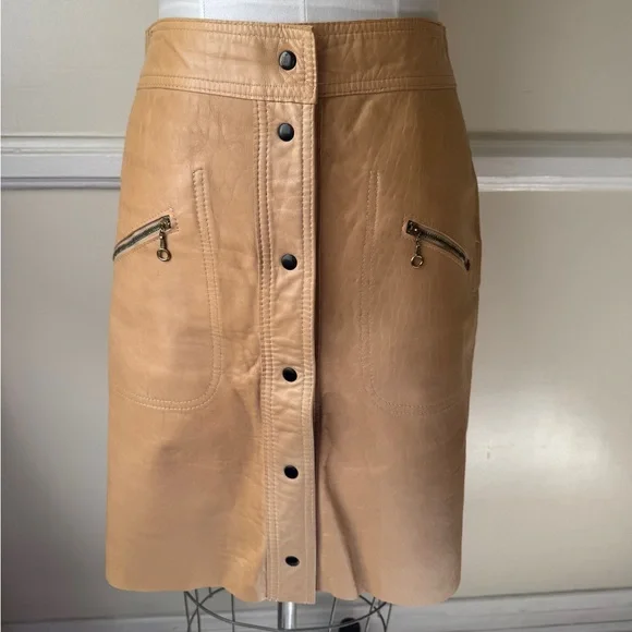 Vintage 70’s suede/leather Reversible A-line Midi Skirt. Snap button front. M - Picture 5 of 13